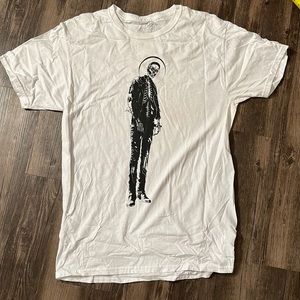 G-EAZY BEAUTIFUL & DAMNED SKELETON BIKER SIGNATURE WHITE T-SHIRT MENS SIZE M